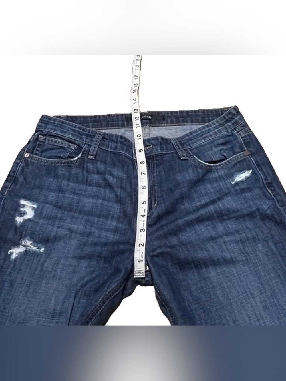 Joe's Jeans Mid Rise Boyfriend Destructed Cotton Dark Blue Denim Women’s Size 29 - Picture 7 of 11
